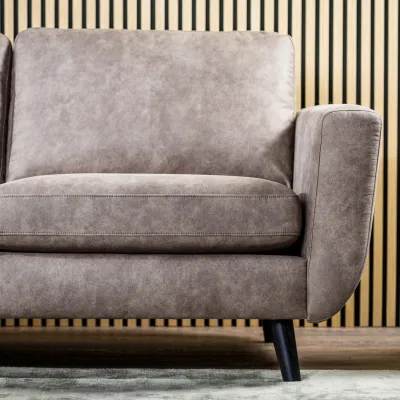 Loungebank in taupe lederlook-stof