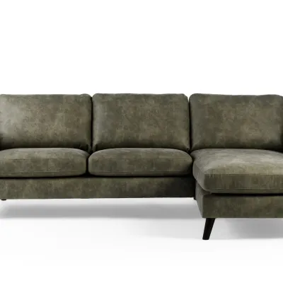 Loungebank in groene lederlook-stof