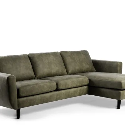 Loungebank in groene lederlook-stof