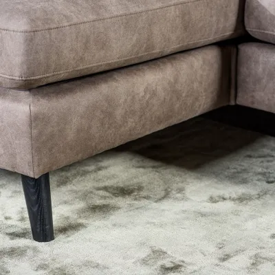 Loungebank in taupe lederlook-stof