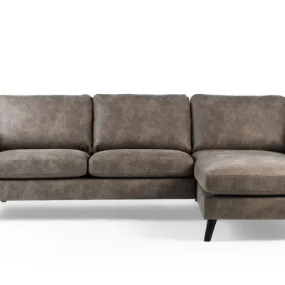 Loungebank in taupe lederlook-stof