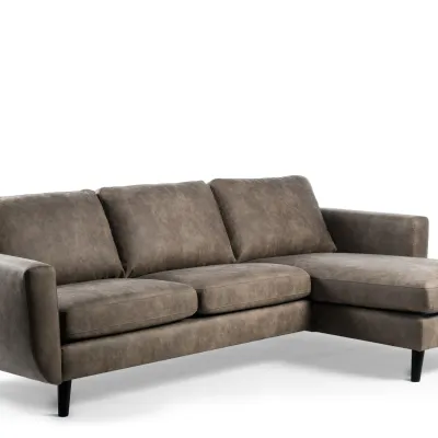 Loungebank in taupe lederlook-stof