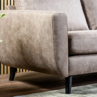 Loungebank in taupe lederlook-stof