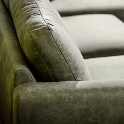 Loungebank in groene lederlook-stof