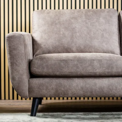 Loungebank in taupe lederlook-stof