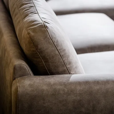 Loungebank in taupe lederlook-stof