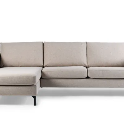 Strakke loungebank in beige Chloe-stof