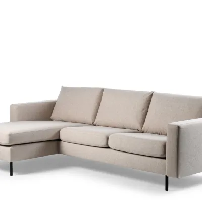 Strakke loungebank in beige Chloe-stof