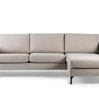 Strakke loungebank in beige Chloe-stof
