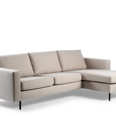 Strakke loungebank in beige Chloe-stof