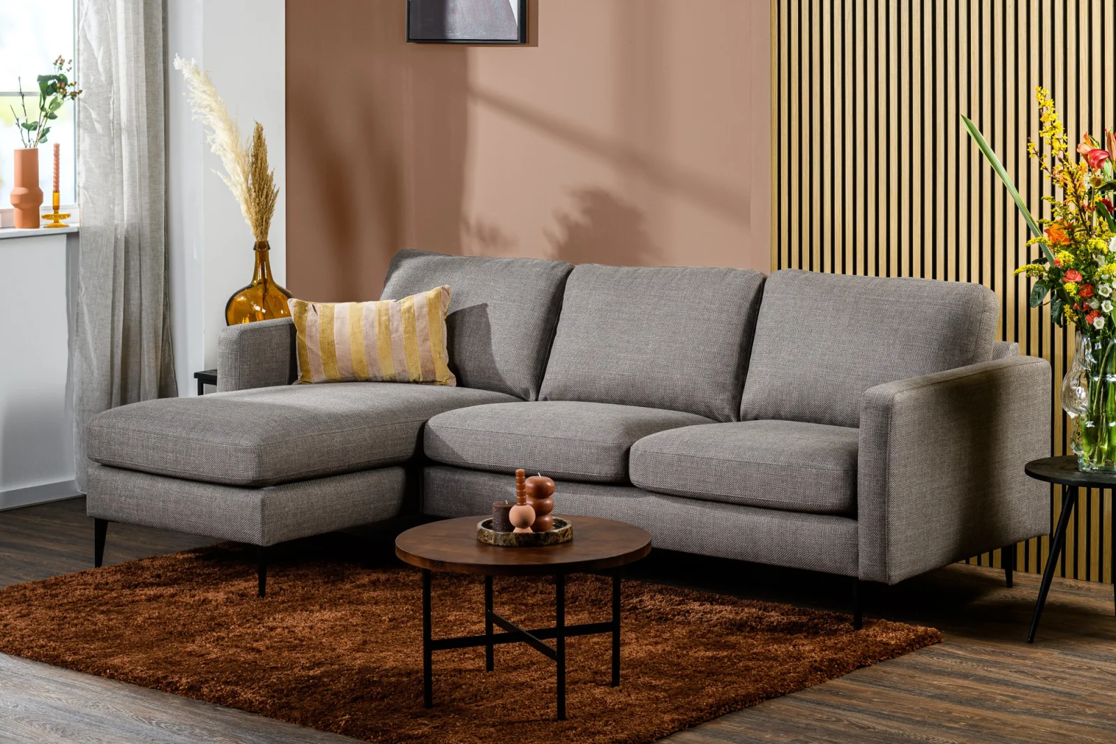 Loungebank in taupe Woven-stof