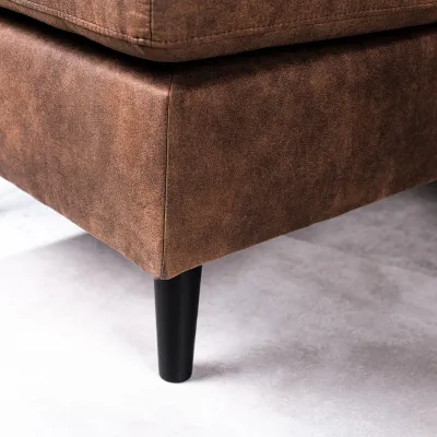 Compacte loungebank in bruine lederlook-stof