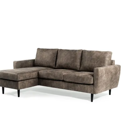 Compacte loungebank in taupe lederlook-stof