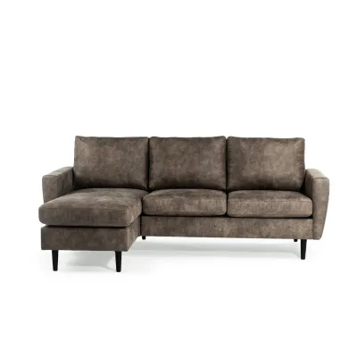 Compacte loungebank in taupe lederlook-stof