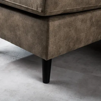 Compacte loungebank in taupe lederlook-stof