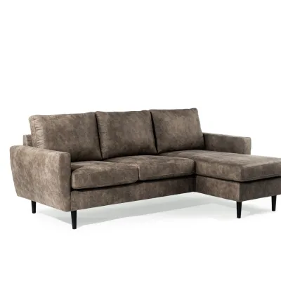 Compacte loungebank in taupe lederlook-stof
