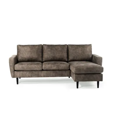 Compacte loungebank in taupe lederlook-stof