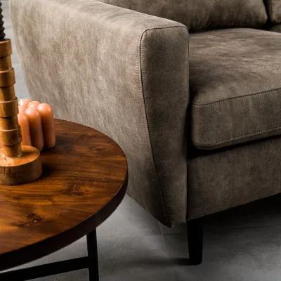 Compacte loungebank in taupe lederlook-stof