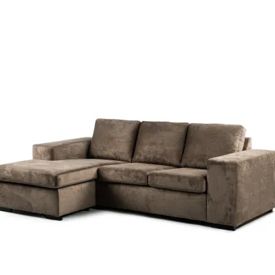 Loungebank met brede armleuningen in bruine Hotel Chique-stof