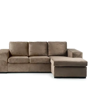 Loungebank met brede armleuningen in bruine Hotel Chique-stof