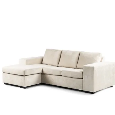 Loungebank met brede armleuningen in beige Hotel Chique-stof