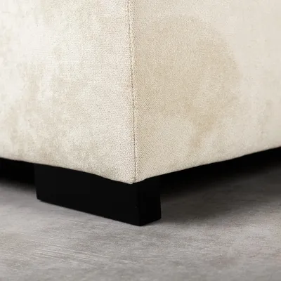 Loungebank met brede armleuningen in beige Hotel Chique-stof