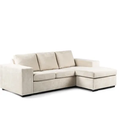 Loungebank met brede armleuningen in beige Hotel Chique-stof