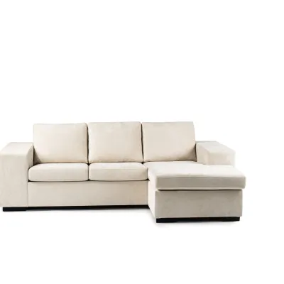 Loungebank met brede armleuningen in beige Hotel Chique-stof
