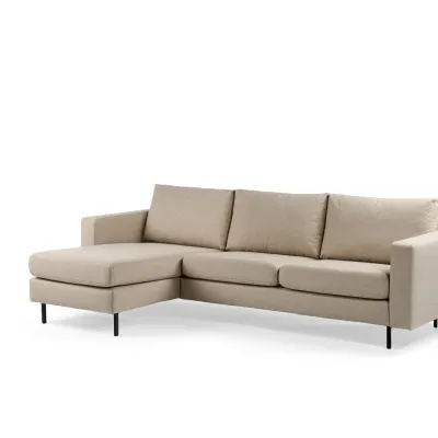 Loungebank in zandbeige Dillon-stof