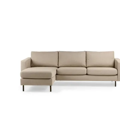 Loungebank in zandbeige Dillon-stof