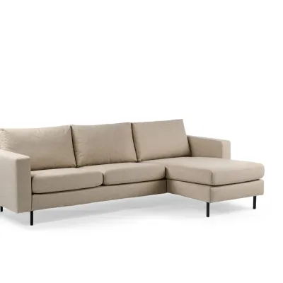 Loungebank in zandbeige Dillon-stof