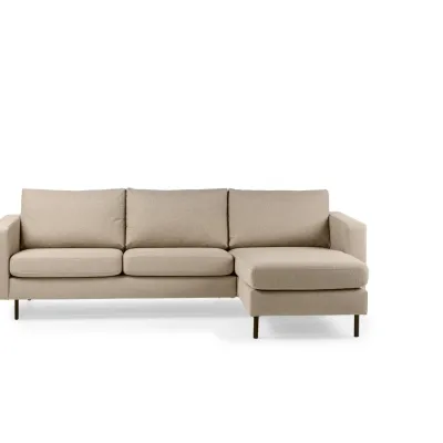 Loungebank in zandbeige Dillon-stof