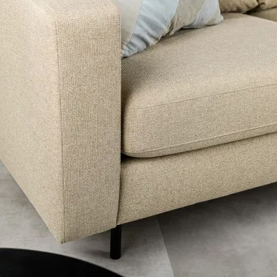 Loungebank in zandbeige Dillon-stof