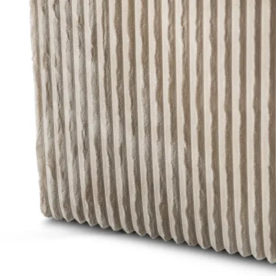 Loungebank met ronde chaise longue in beige Tillia-ribstof
