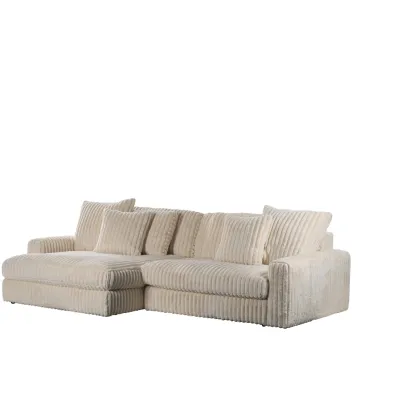Diepe loungebank in beige Vito-ribstof