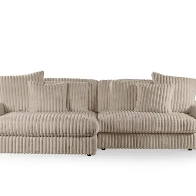 Diepe loungebank in beige Vito-ribstof