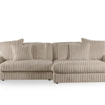 Diepe loungebank in beige Vito-ribstof