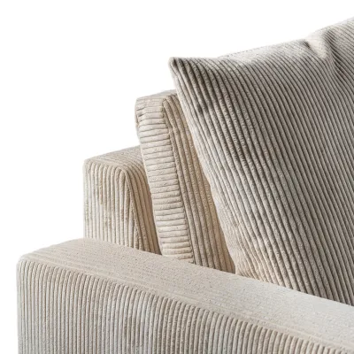 Diepe loungebank in naturel Lincoln-ribstof