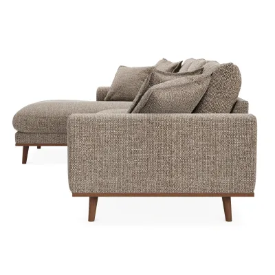Retro loungebank links in lichtbruine Silencio-stof
