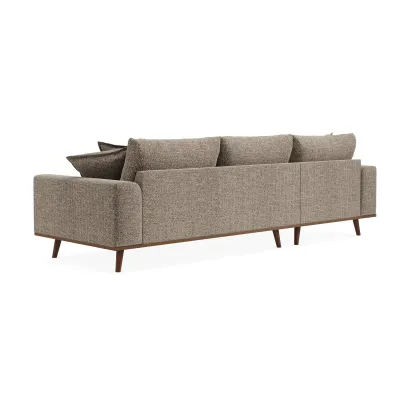 Retro loungebank links in lichtbruine Silencio-stof