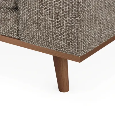 Retro loungebank links in lichtbruine Silencio-stof