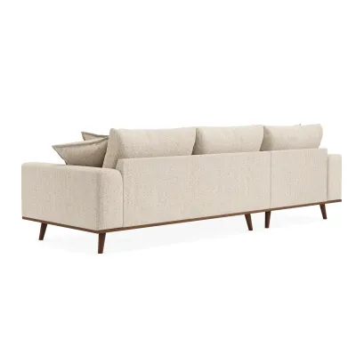 Retro loungebank links in beige Silencio-stof