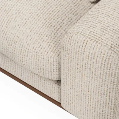 Retro loungebank links in beige Silencio-stof