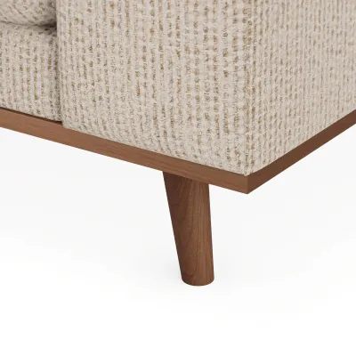Retro loungebank links in beige Silencio-stof