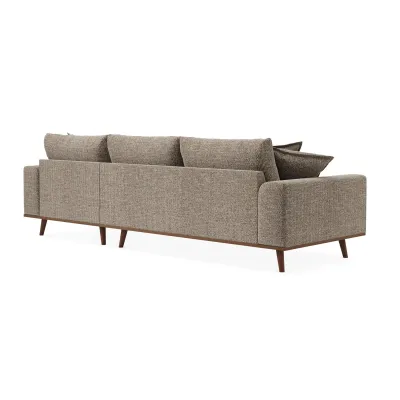 Retro loungebank rechts in lichtbruine Silencio-stof