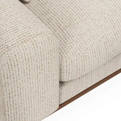 Retro loungebank rechts in beige Silencio-stof