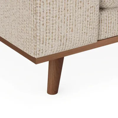 Retro loungebank rechts in beige Silencio-stof