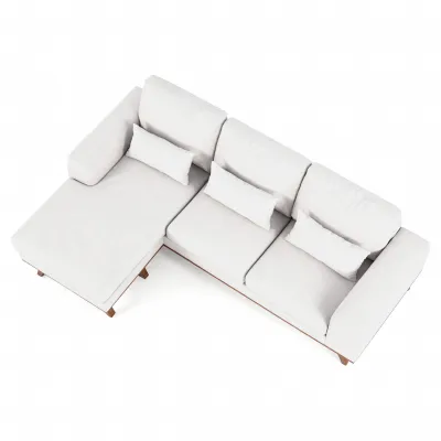 Retro loungebank in beige Grande-stof, 222 cm