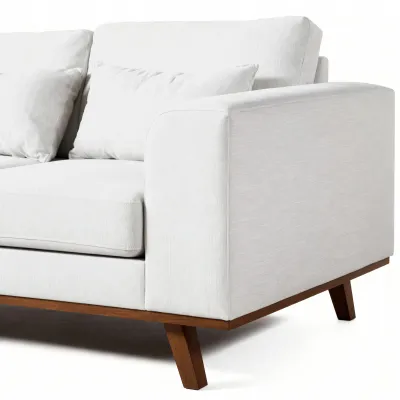 Retro loungebank in beige Grande-stof, 222 cm