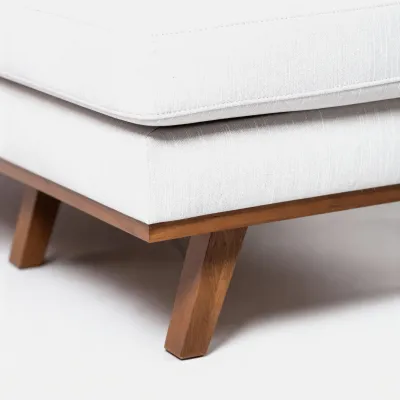 Retro loungebank in beige Grande-stof, 222 cm